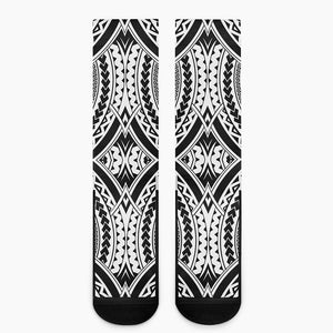 Maori Tribal Polynesian Tattoo Print Crew Socks
