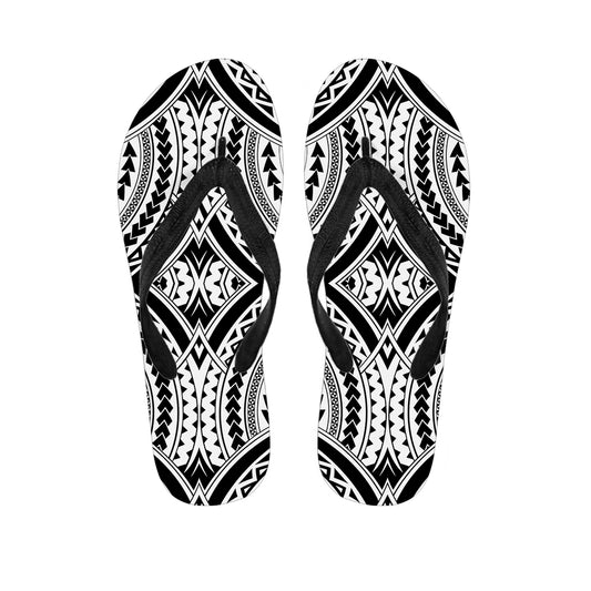 Maori Tribal Polynesian Tattoo Print Flip Flops
