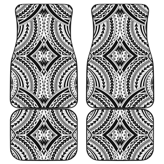Maori Tribal Polynesian Tattoo Print Front and Back Car Floor Mats