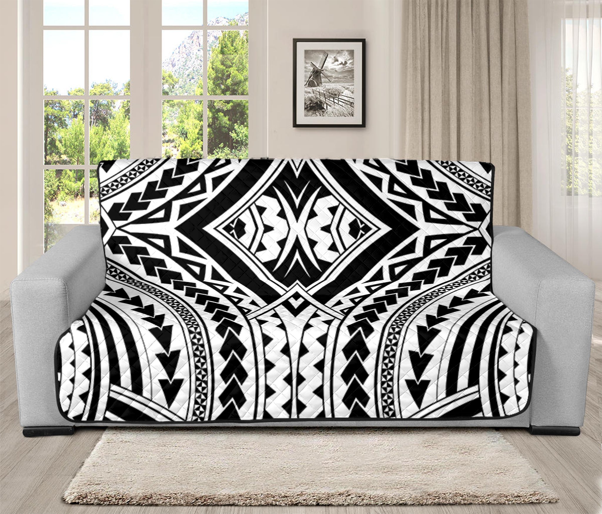 Maori Tribal Polynesian Tattoo Print Futon Protector