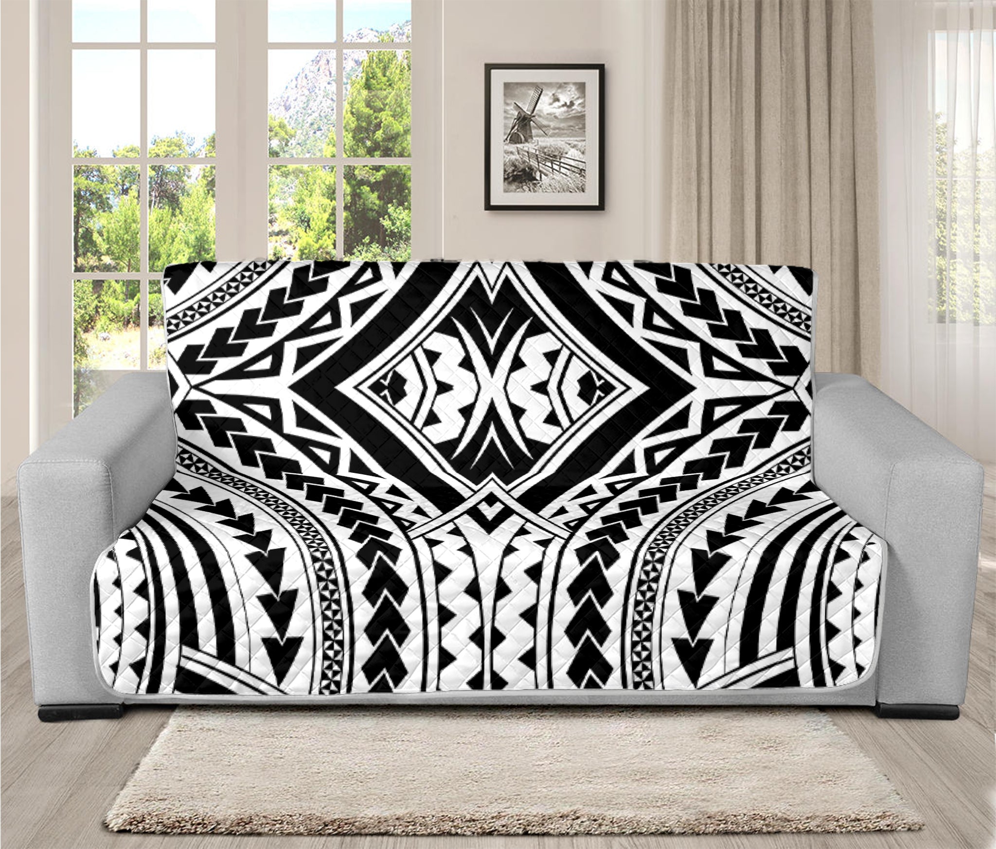 Maori Tribal Polynesian Tattoo Print Futon Protector