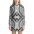 Maori Tribal Polynesian Tattoo Print Pullover Hoodie Dress