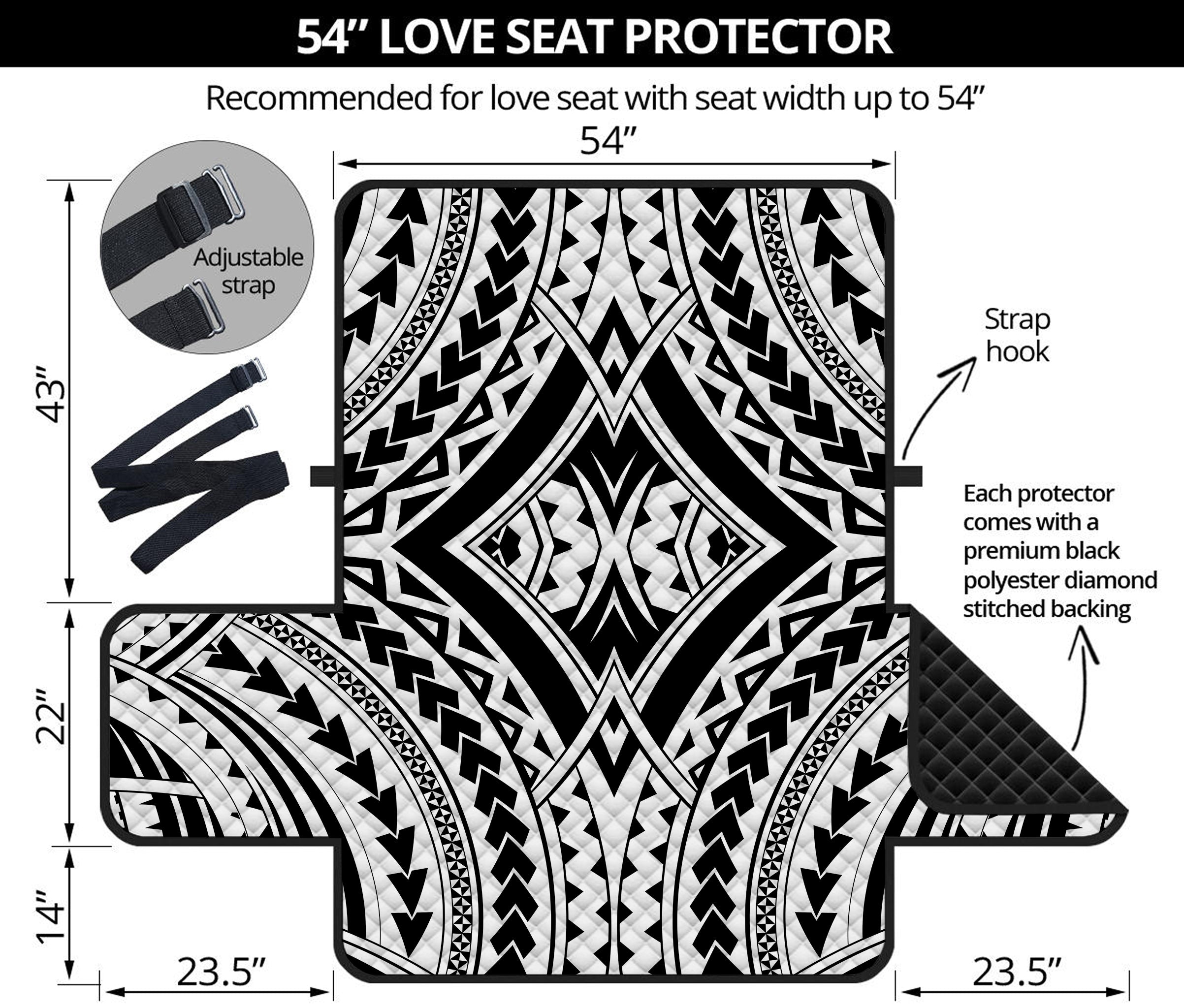 Maori Tribal Polynesian Tattoo Print Loveseat Protector