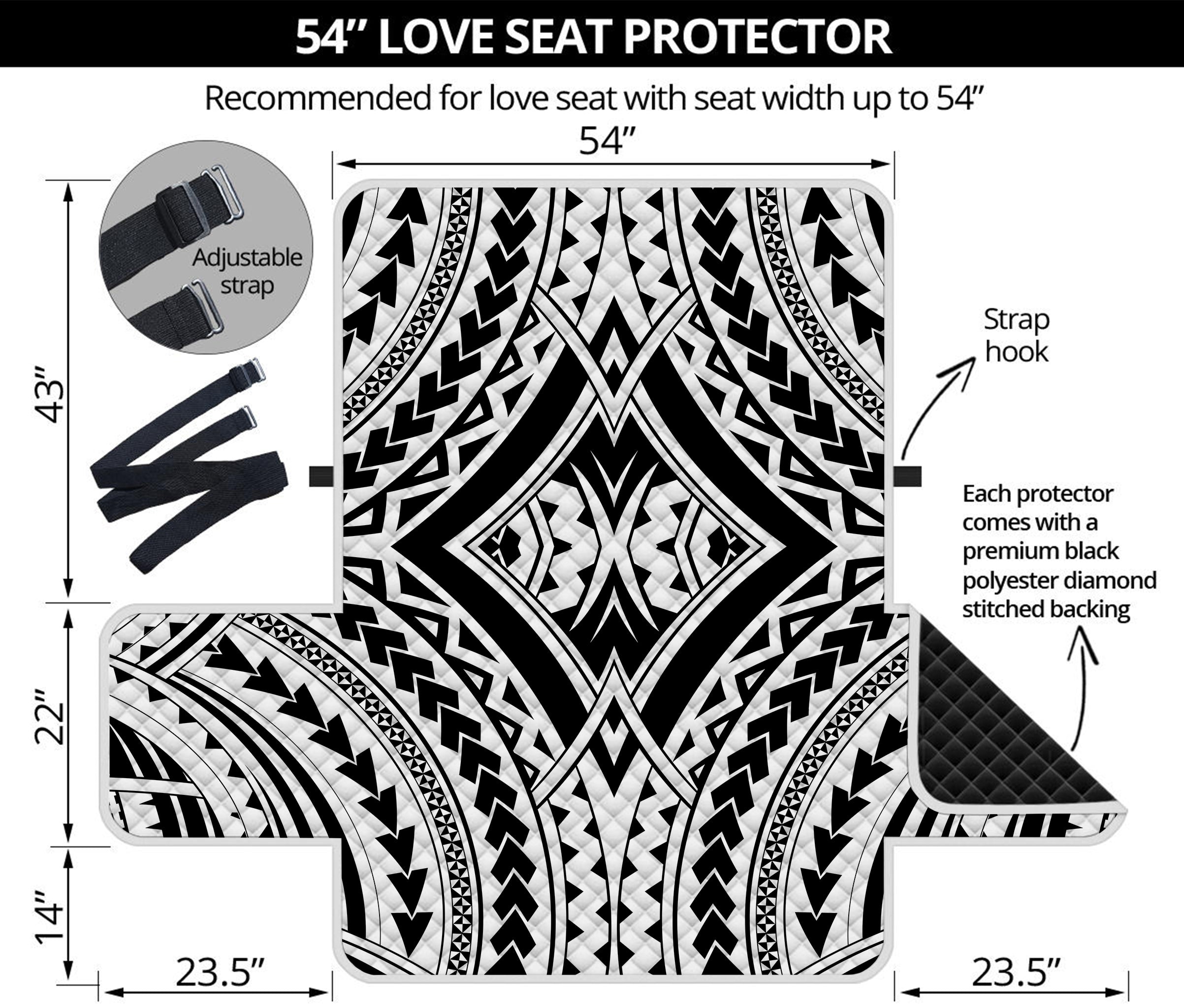 Maori Tribal Polynesian Tattoo Print Loveseat Protector