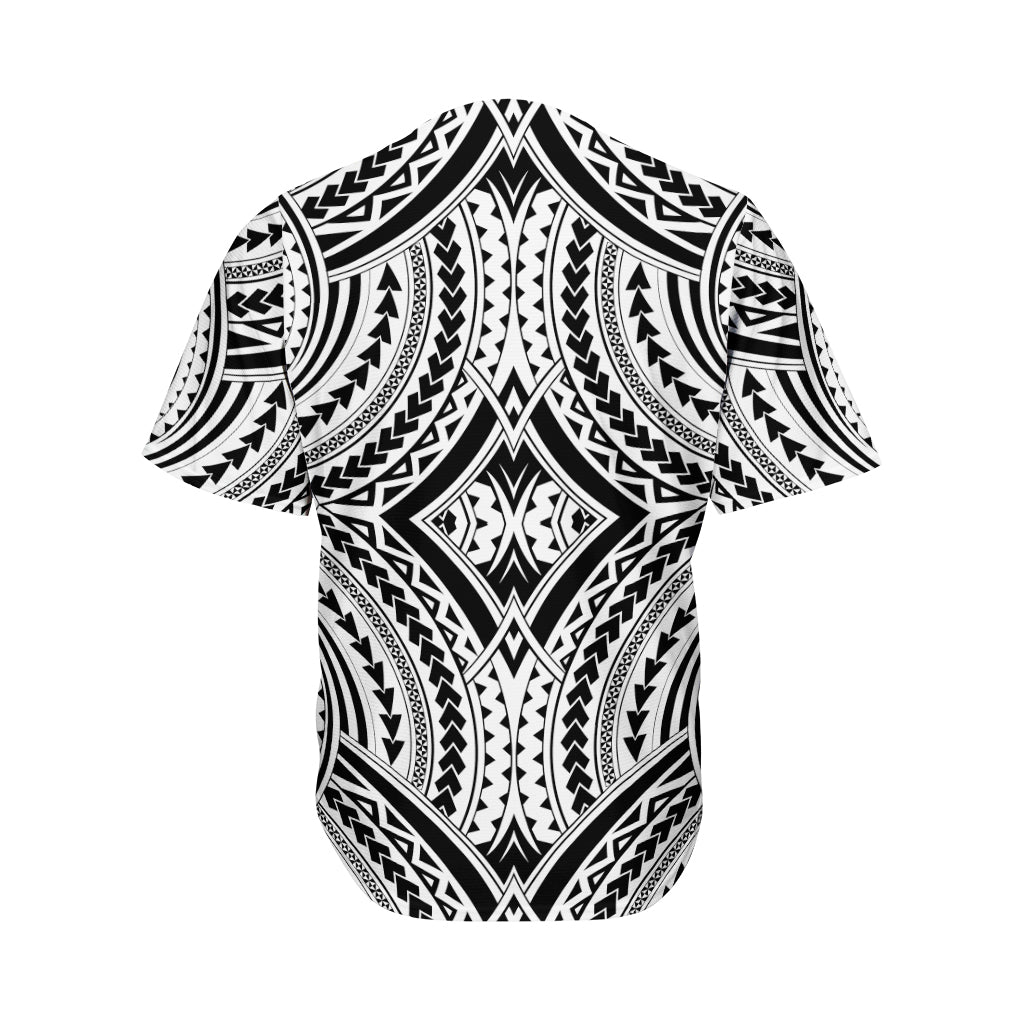 Maori Tribal Polynesian Tattoo Print Men's Baseball Jersey