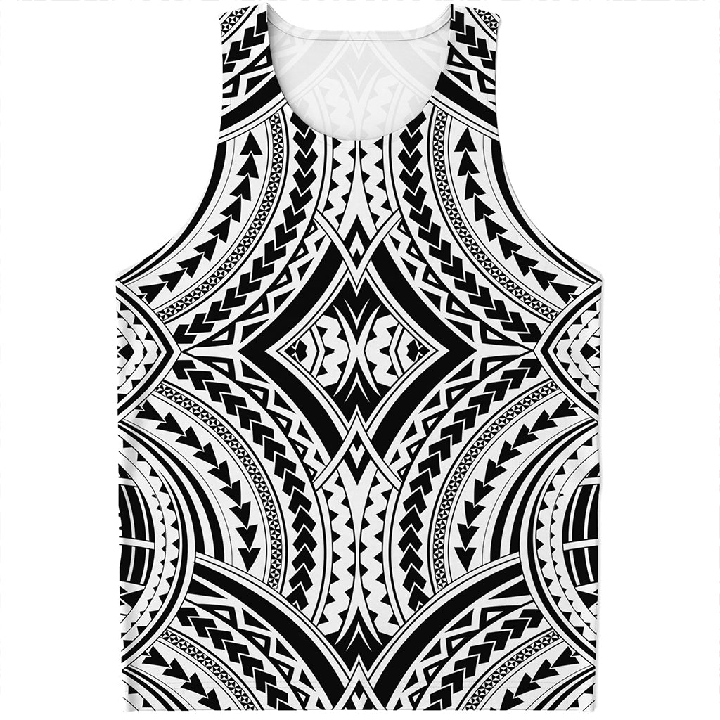 Maori Tribal Polynesian Tattoo Print Men's Tank Top