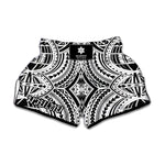 Maori Tribal Polynesian Tattoo Print Muay Thai Boxing Shorts