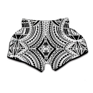 Maori Tribal Polynesian Tattoo Print Muay Thai Boxing Shorts