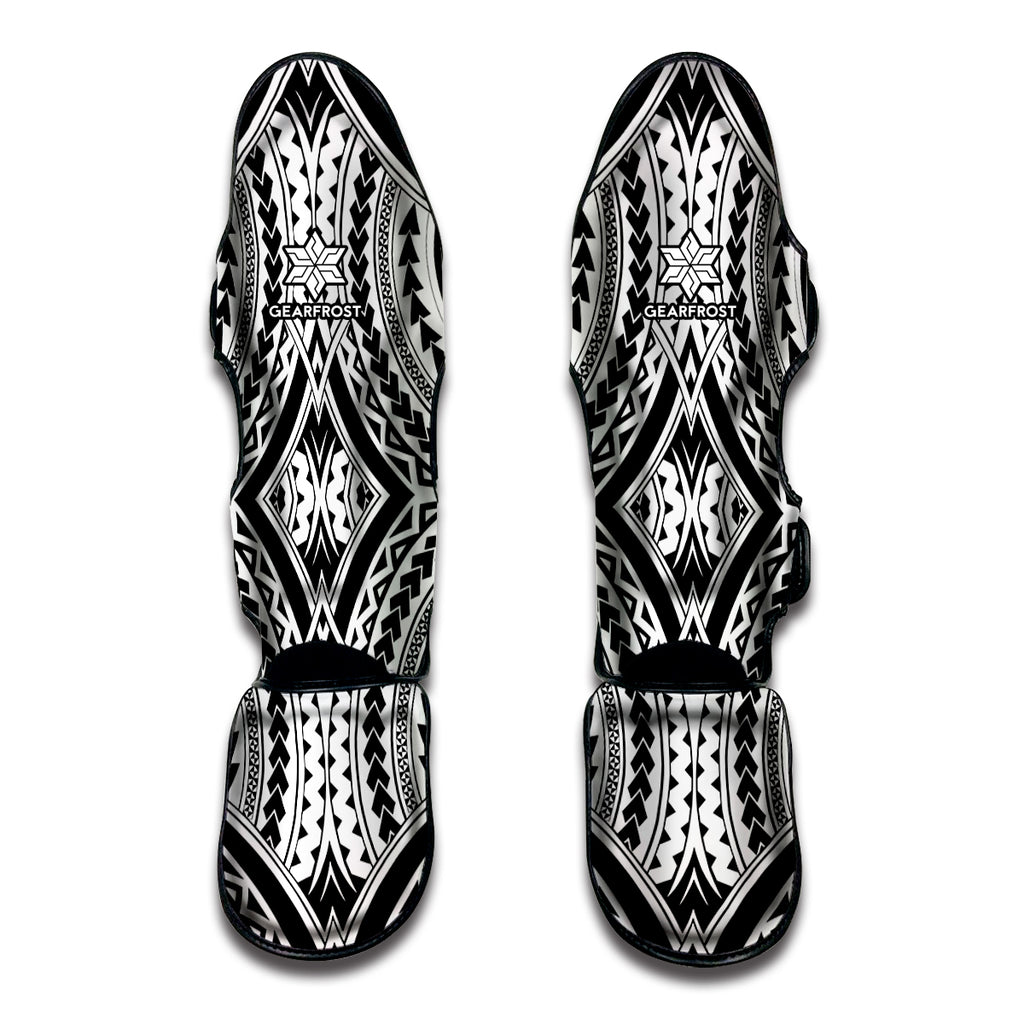 Maori Tribal Polynesian Tattoo Print Muay Thai Shin Guard