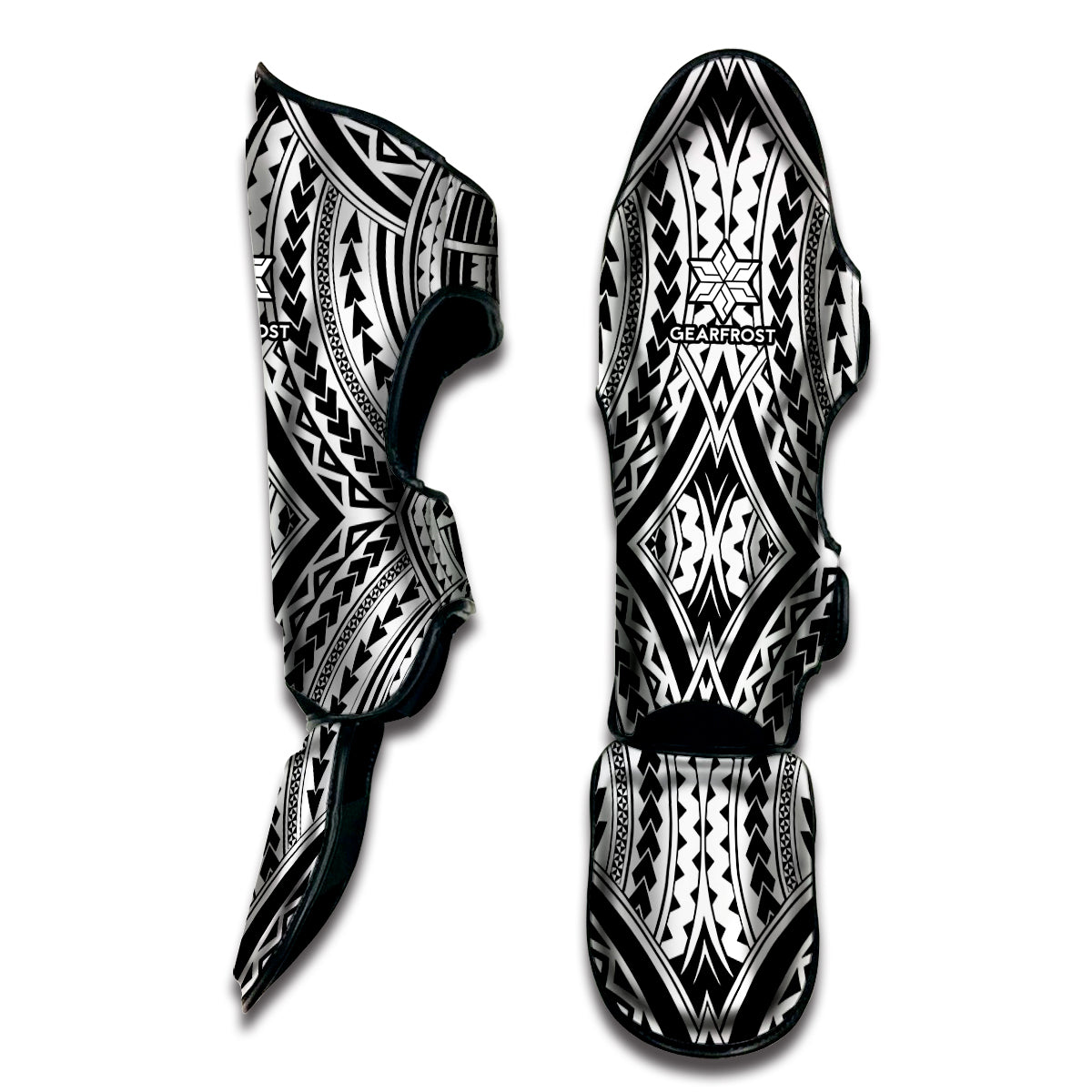 Maori Tribal Polynesian Tattoo Print Muay Thai Shin Guard