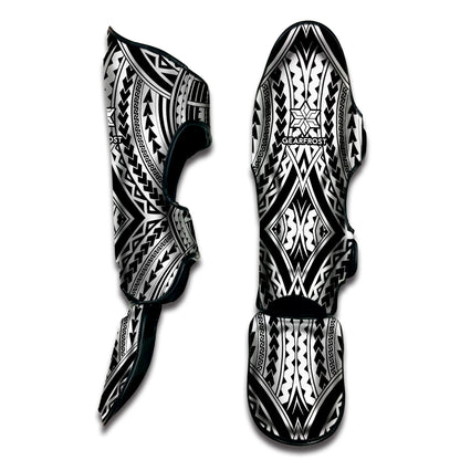 Maori Tribal Polynesian Tattoo Print Muay Thai Shin Guard