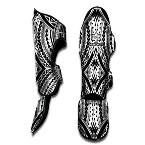 Maori Tribal Polynesian Tattoo Print Muay Thai Shin Guard