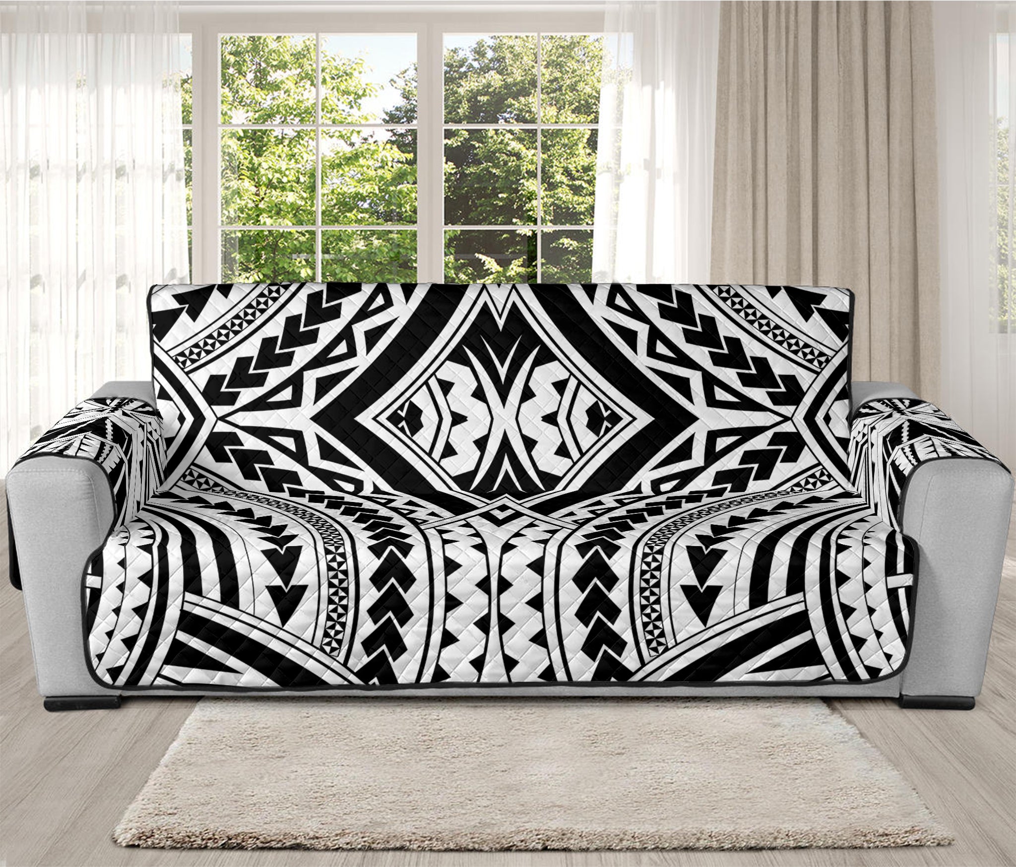 Maori Tribal Polynesian Tattoo Print Oversized Sofa Protector