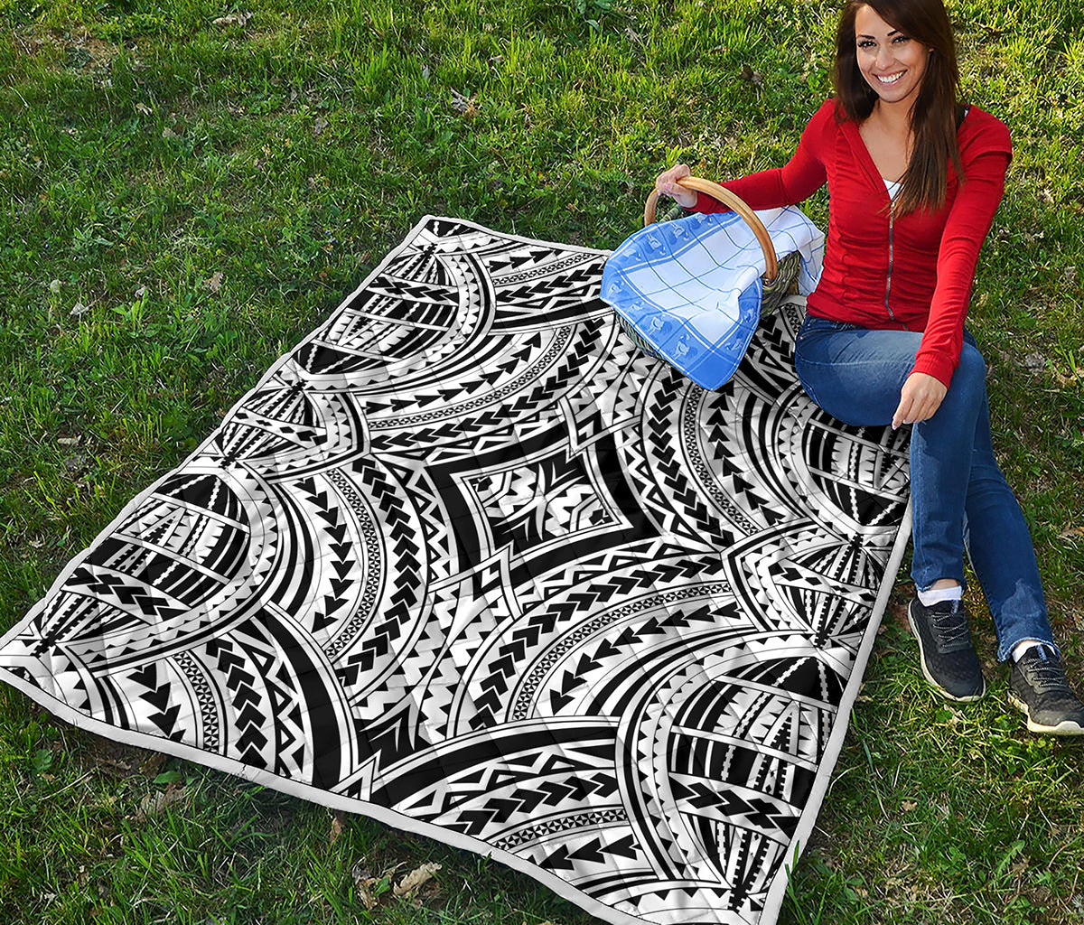 Maori Tribal Polynesian Tattoo Print Quilt