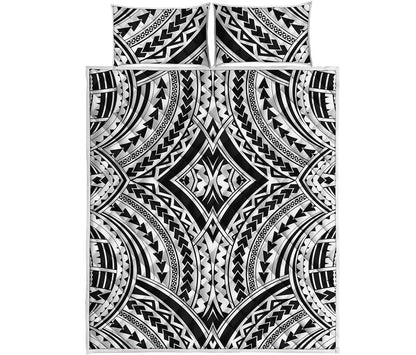 Maori Tribal Polynesian Tattoo Print Quilt Bed Set