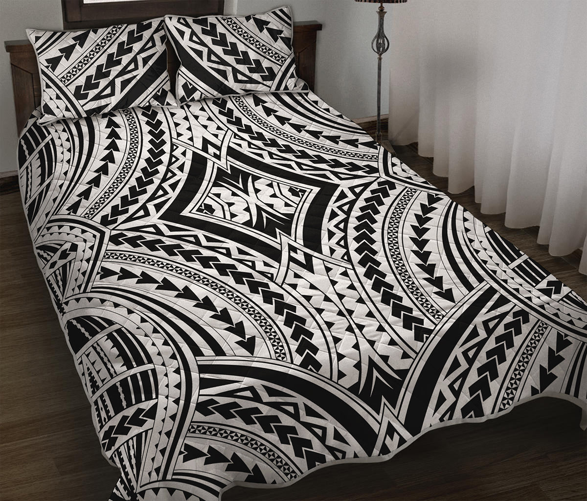 Maori Tribal Polynesian Tattoo Print Quilt Bed Set