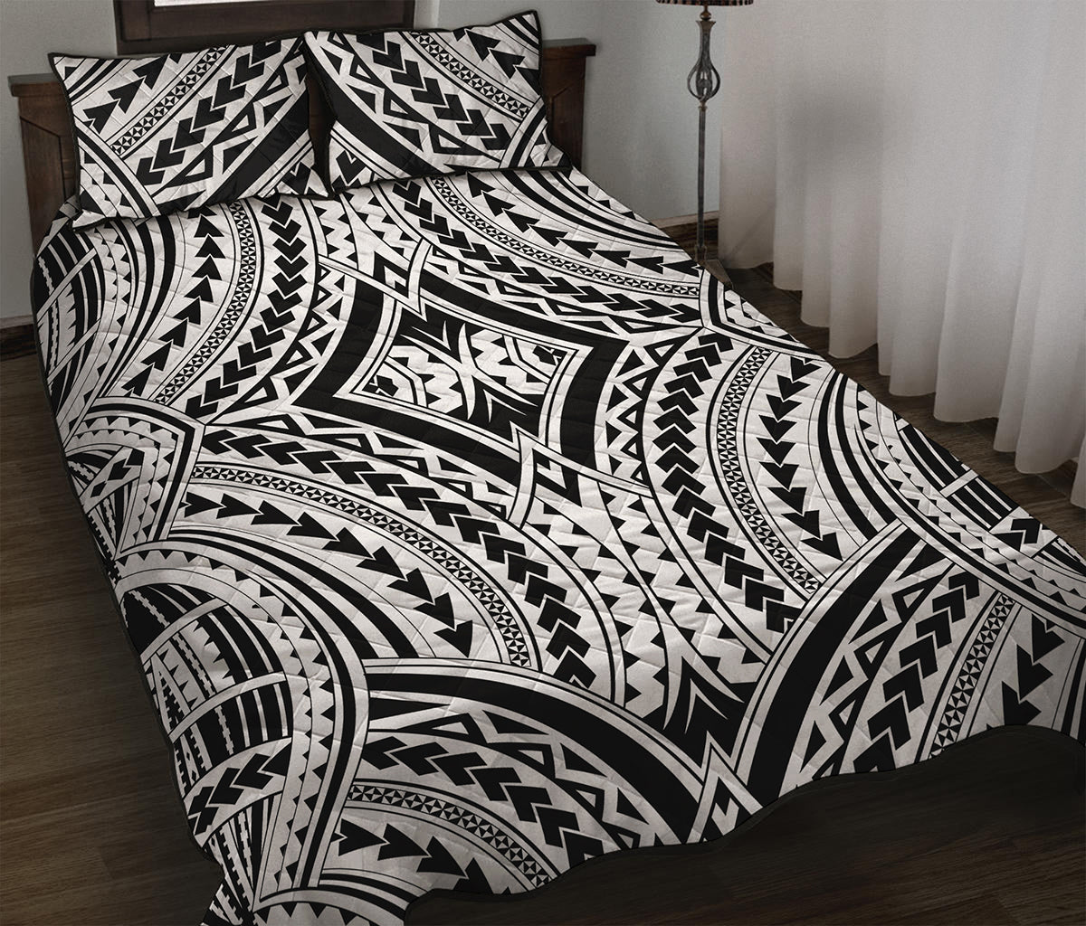 Maori Tribal Polynesian Tattoo Print Quilt Bed Set