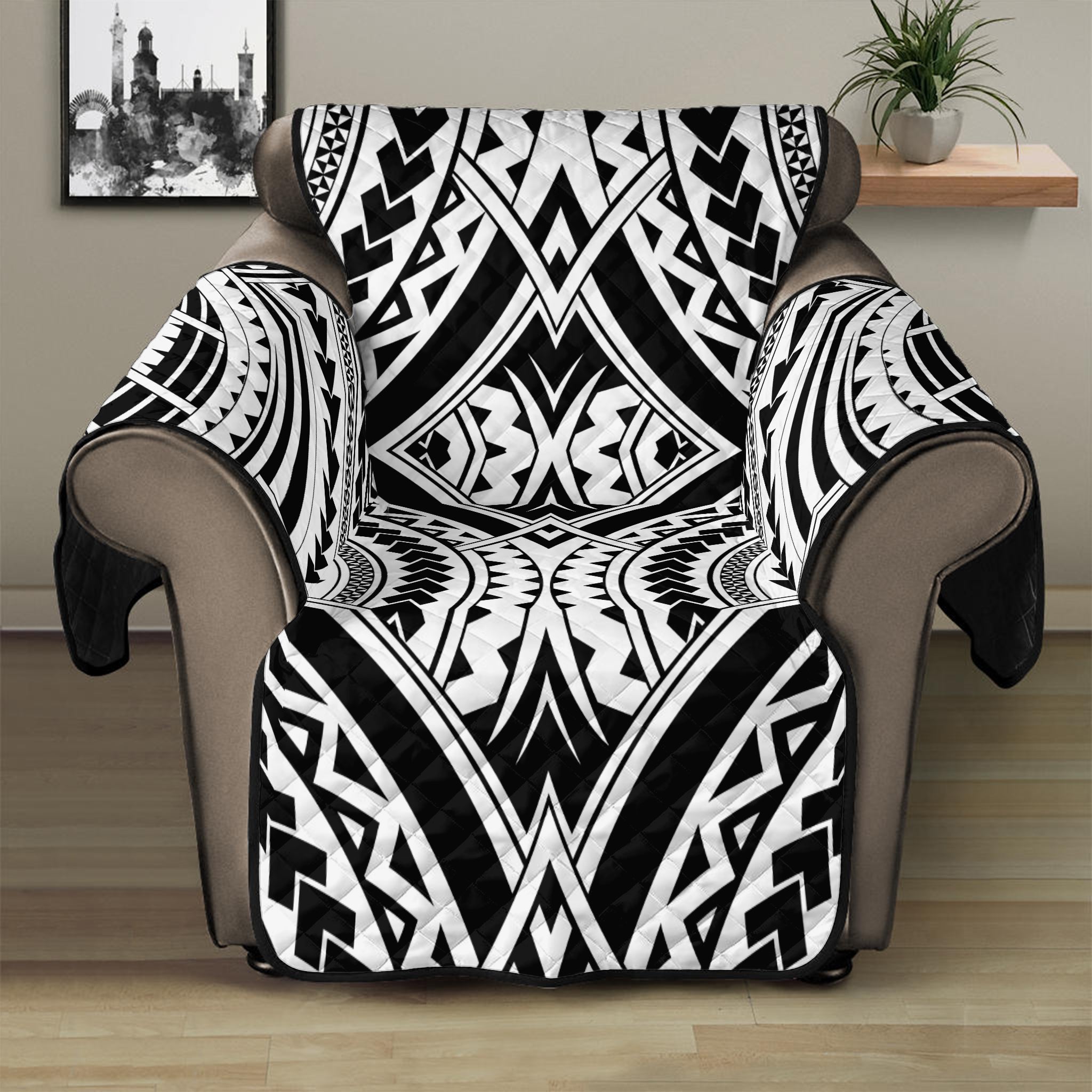 Maori Tribal Polynesian Tattoo Print Recliner Protector