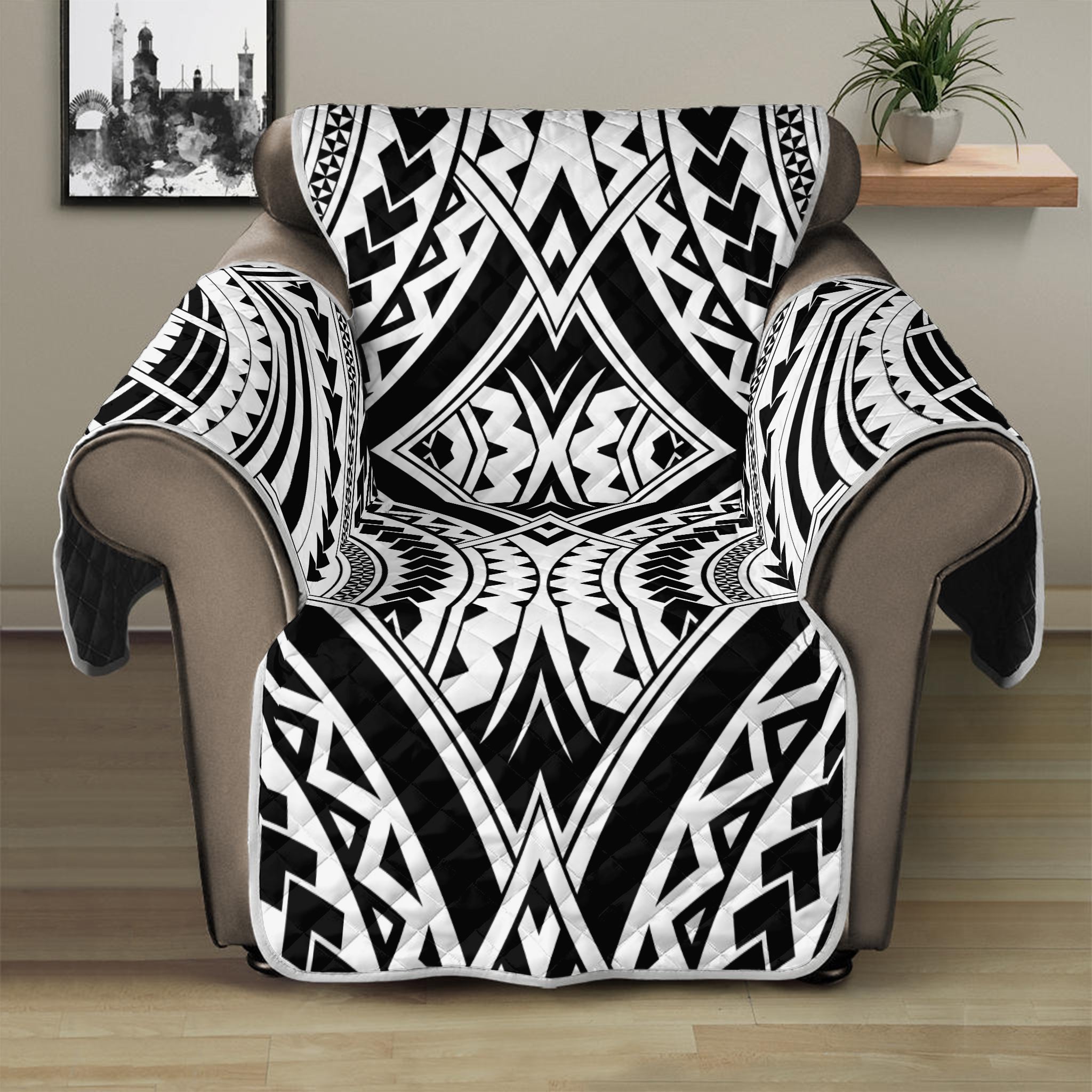 Maori Tribal Polynesian Tattoo Print Recliner Protector