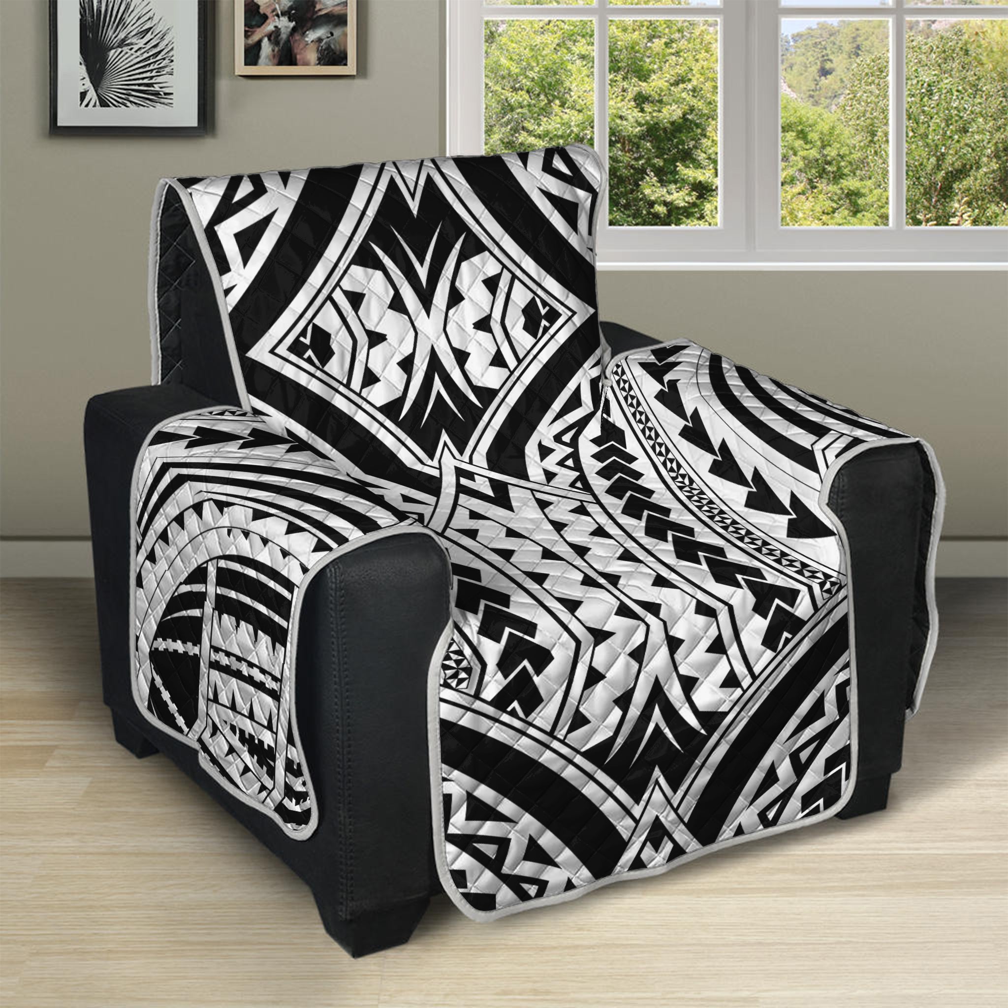 Maori Tribal Polynesian Tattoo Print Recliner Protector