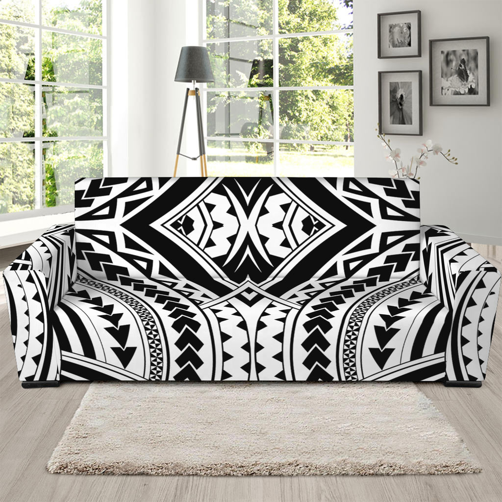 Maori Tribal Polynesian Tattoo Print Sofa Slipcover