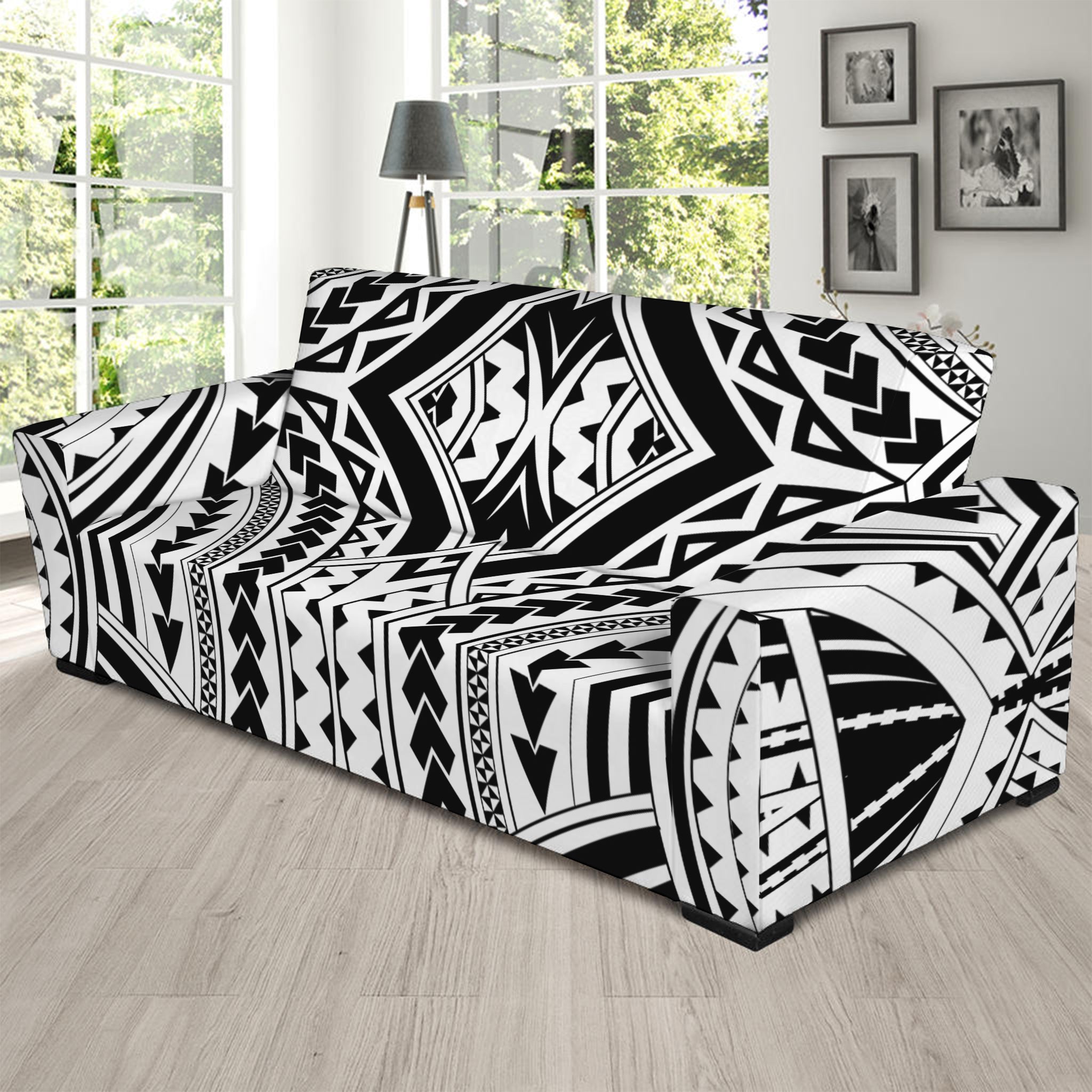 Maori Tribal Polynesian Tattoo Print Sofa Slipcover