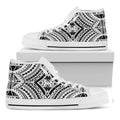 Maori Tribal Polynesian Tattoo Print White High Top Sneakers