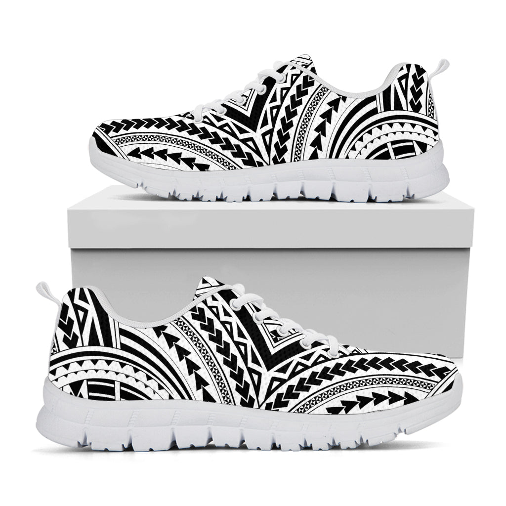 Maori Tribal Polynesian Tattoo Print White Sneakers