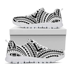 Maori Tribal Polynesian Tattoo Print White Sneakers