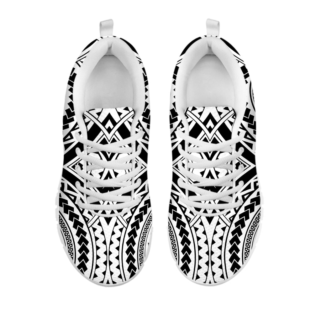 Maori Tribal Polynesian Tattoo Print White Sneakers