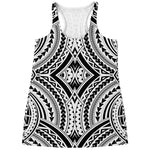 Maori Tribal Polynesian Tattoo Print Women's Racerback Tank Top