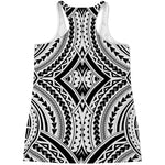 Maori Tribal Polynesian Tattoo Print Women's Racerback Tank Top