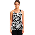 Maori Tribal Polynesian Tattoo Print Women's Racerback Tank Top