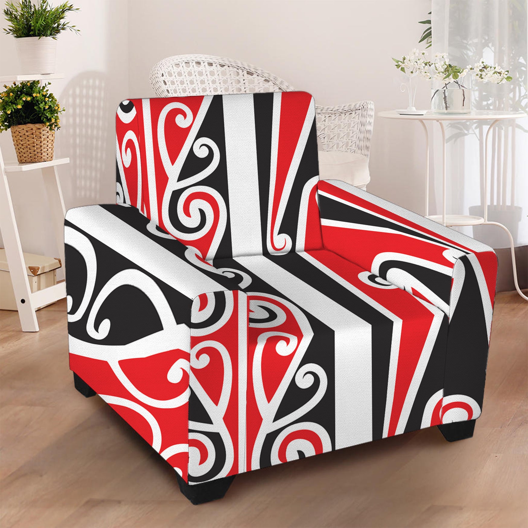 Maori Tribal Print Armchair Slipcover