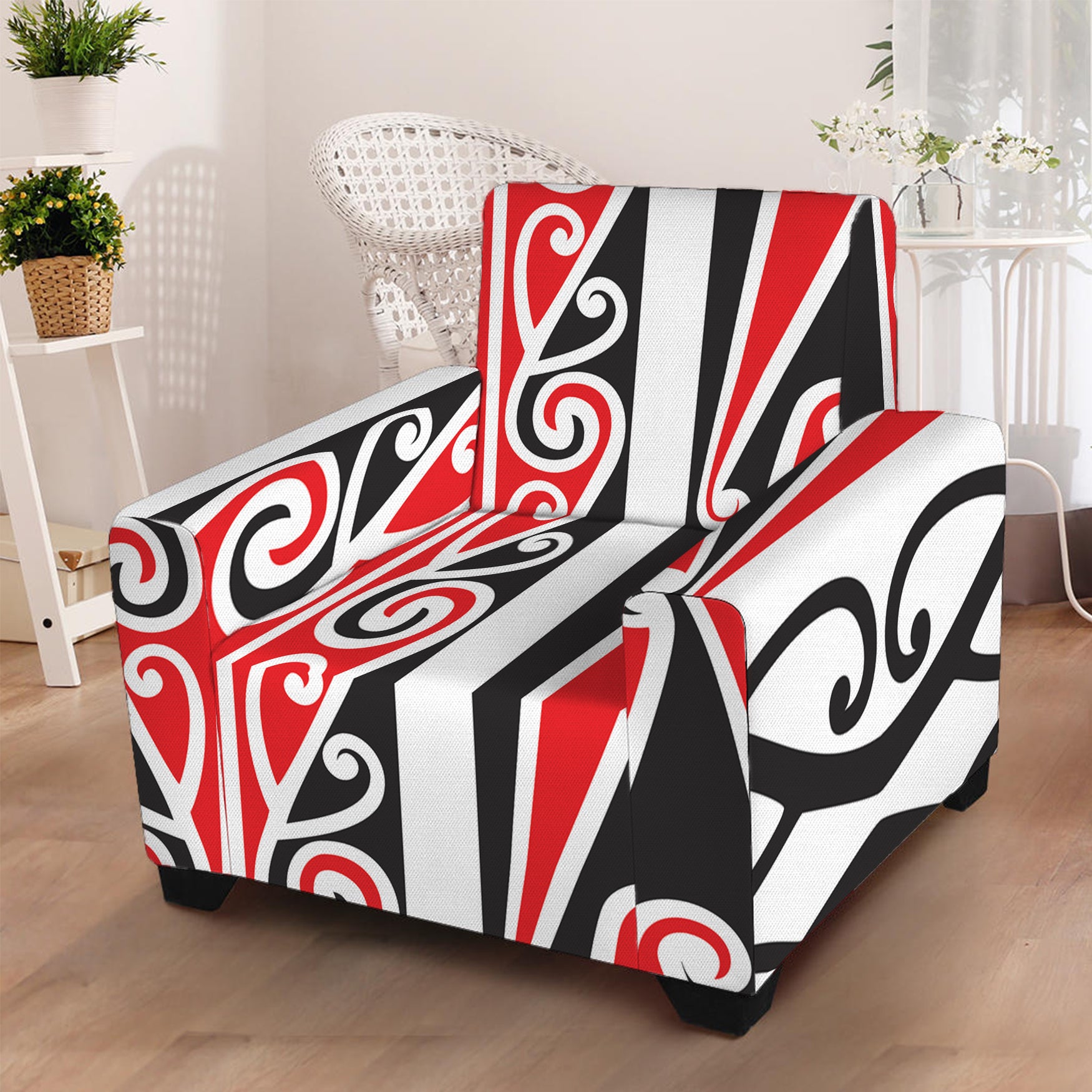 Maori Tribal Print Armchair Slipcover