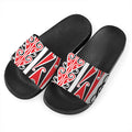 Maori Tribal Print Black Slide Sandals