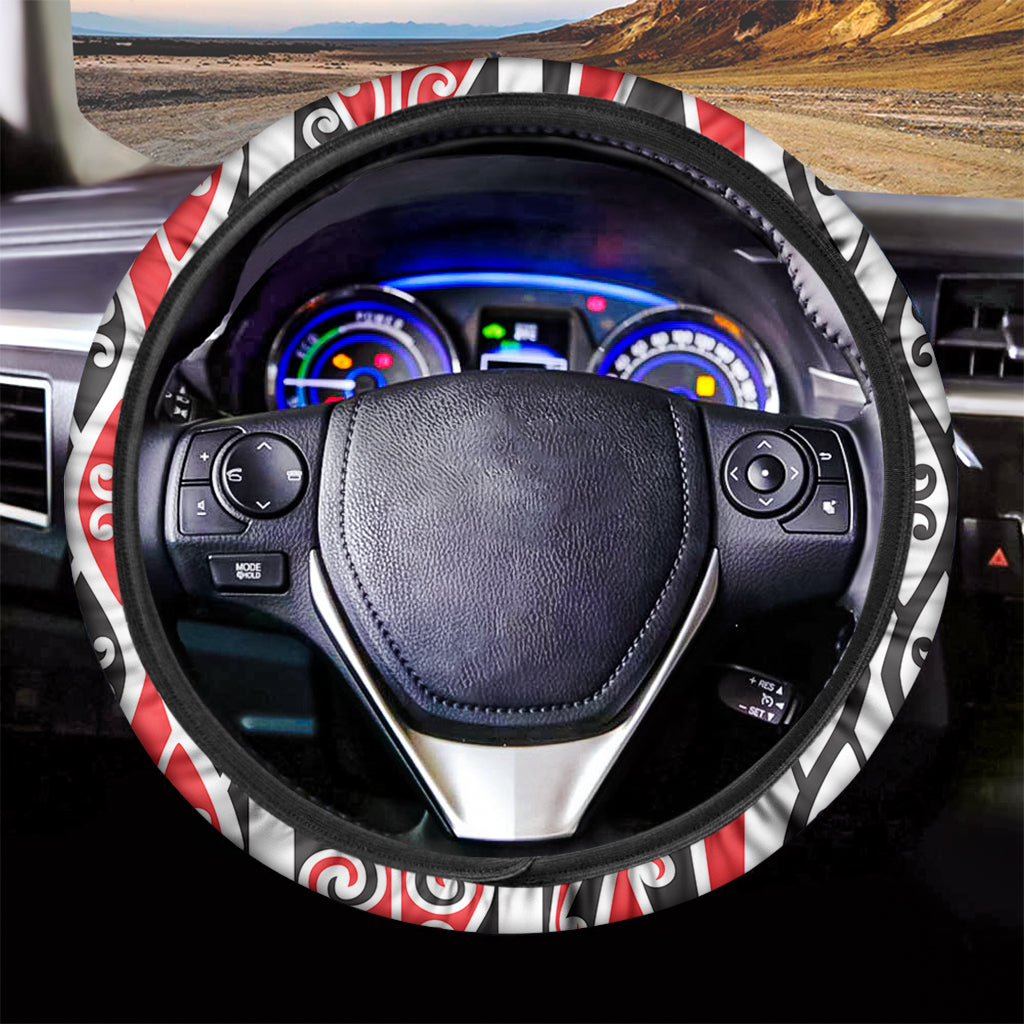 Maori Tribal Print Car Steering Wheel Cover