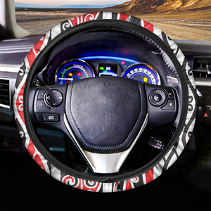 Maori Tribal Print Car Steering Wheel Cover