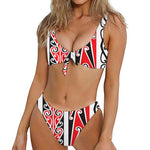 Maori Tribal Print Front Bow Tie Bikini
