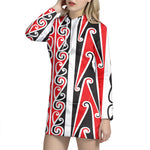 Maori Tribal Print Hoodie Dress