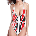 Maori Tribal Print One Piece High Cut Swimsuit