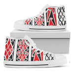 Maori Tribal Print White High Top Shoes