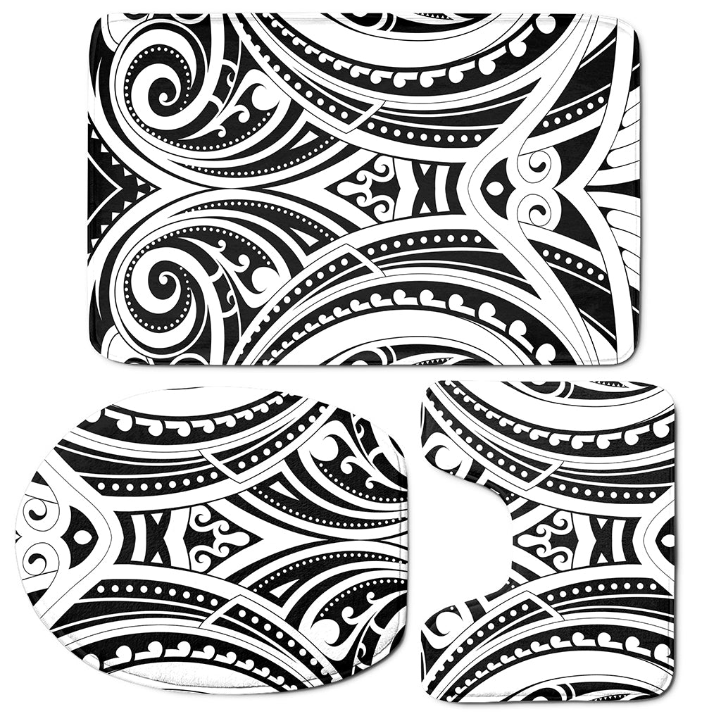 Maori Tribal Tattoo Pattern Print 3 Piece Bath Mat Set