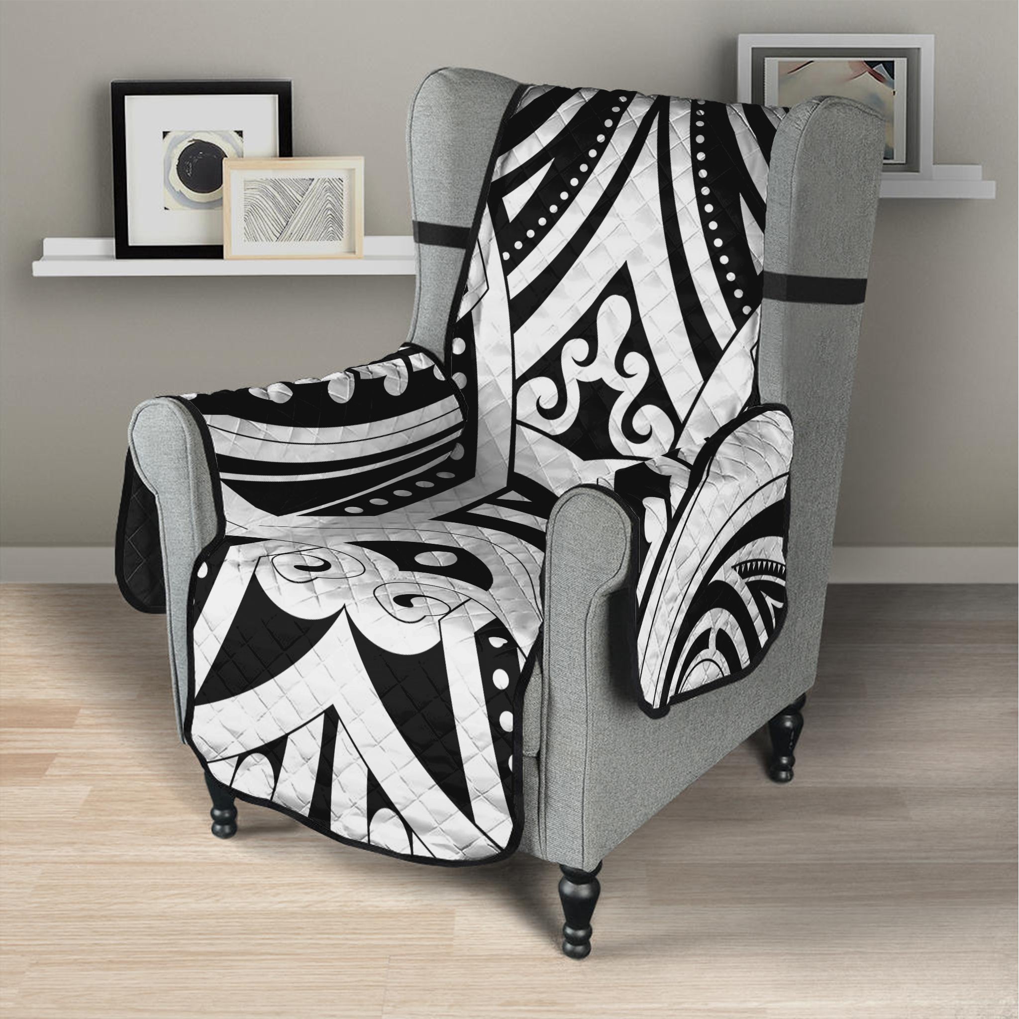 Maori Tribal Tattoo Pattern Print Armchair Protector