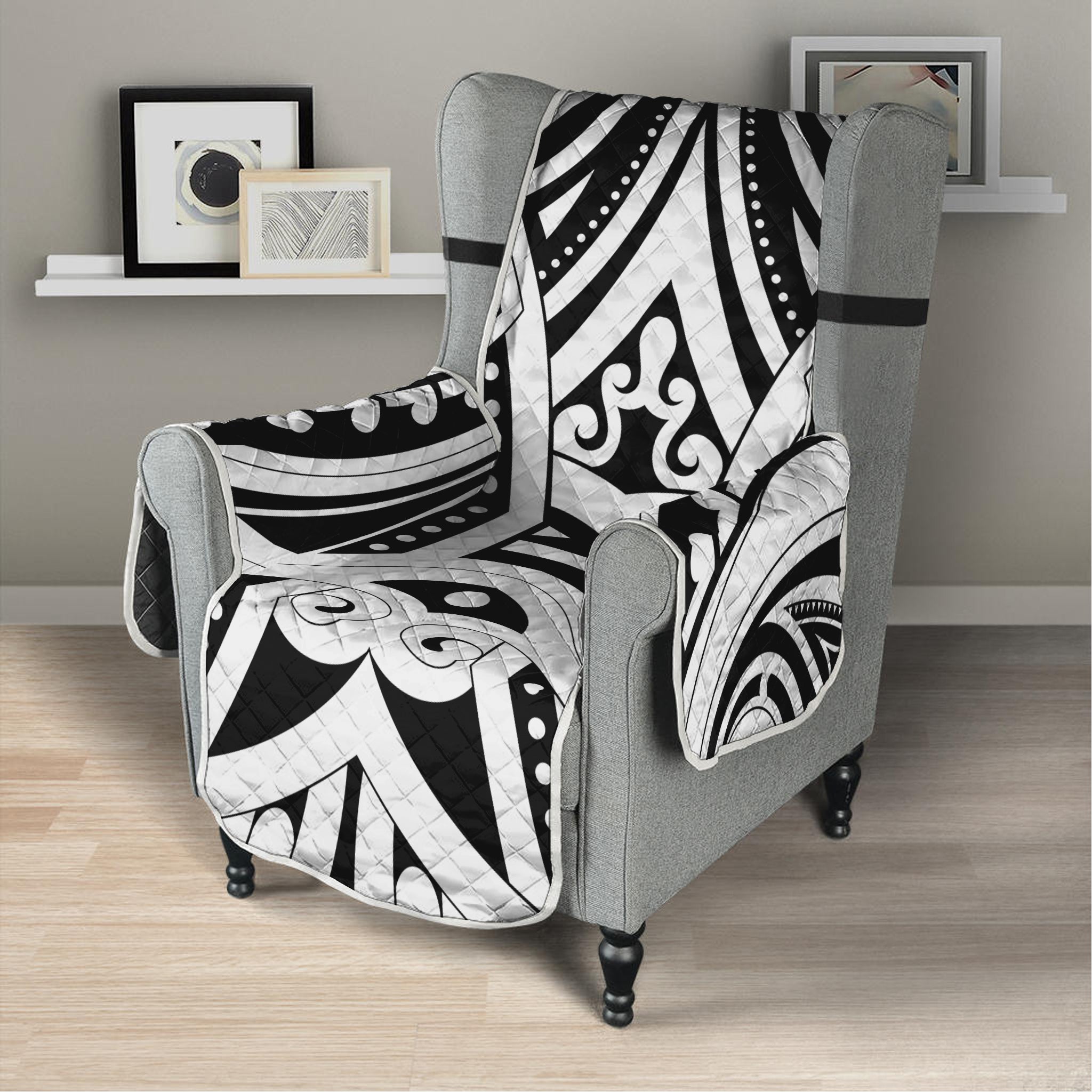 Maori Tribal Tattoo Pattern Print Armchair Protector