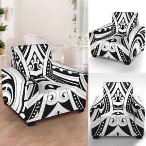 Maori Tribal Tattoo Pattern Print Armchair Slipcover