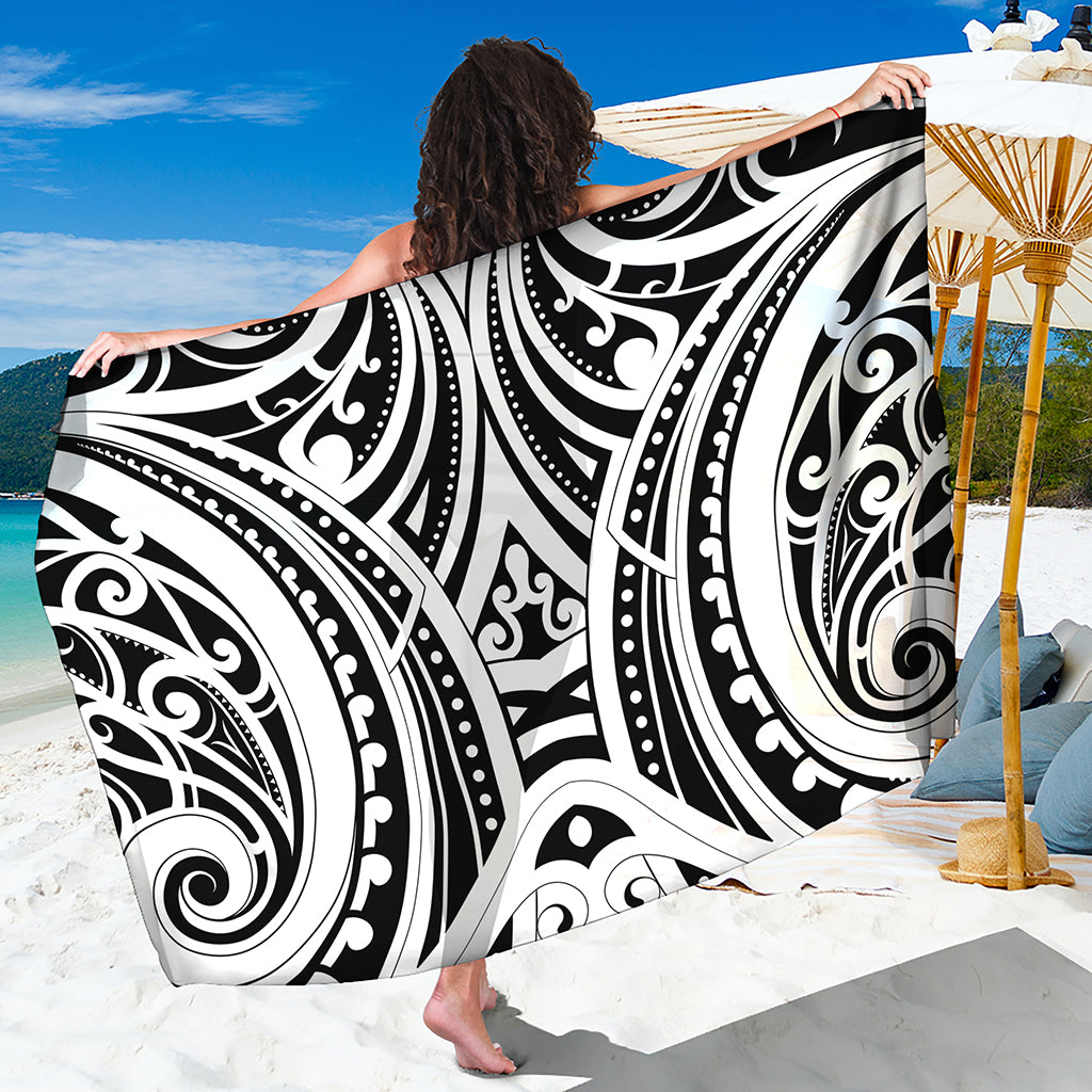 Maori Tribal Tattoo Pattern Print Beach Sarong Wrap