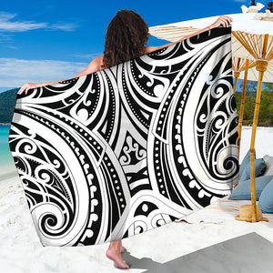 Maori Tribal Tattoo Pattern Print Beach Sarong Wrap