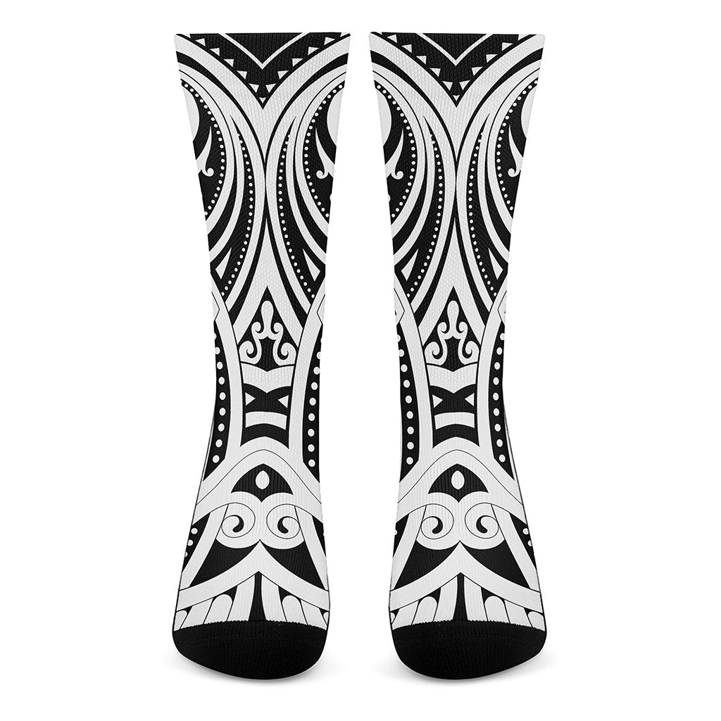 Maori Tribal Tattoo Pattern Print Crew Socks