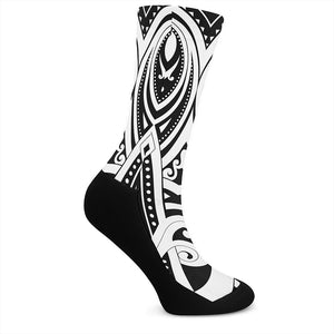 Maori Tribal Tattoo Pattern Print Crew Socks